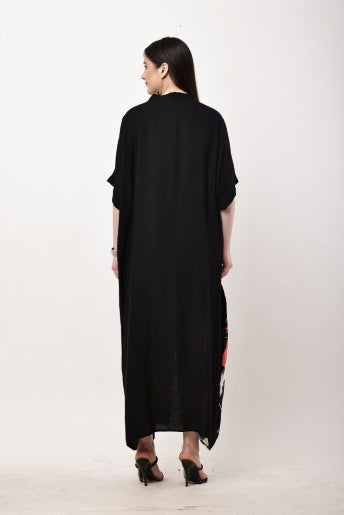 Abstract Color Block Kaftan Dress Women Maxi Dress
