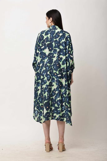 Abstract Kaftan Dress Women Oversized Midi Dress