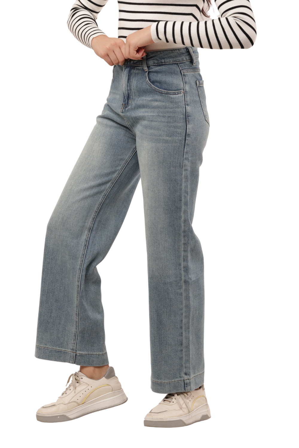 High-Waisted Korean Denim Bell Bottom Jeans for Women