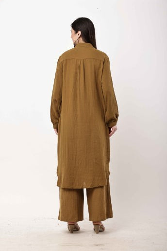 Brown Kurta Co-Ord Set for Women | Minimal Ethnic Wear & Smart Casual