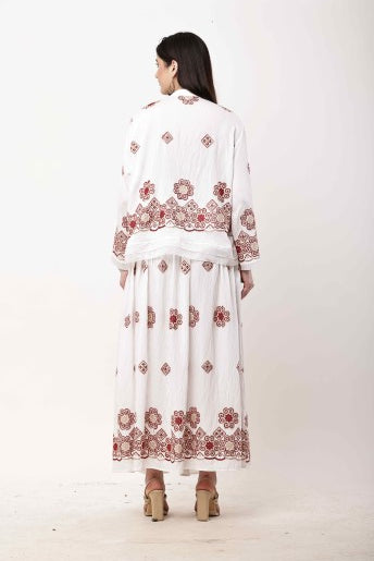Beige Embroidered Kurta Skirt Set for Women | Eid & Festive Wear