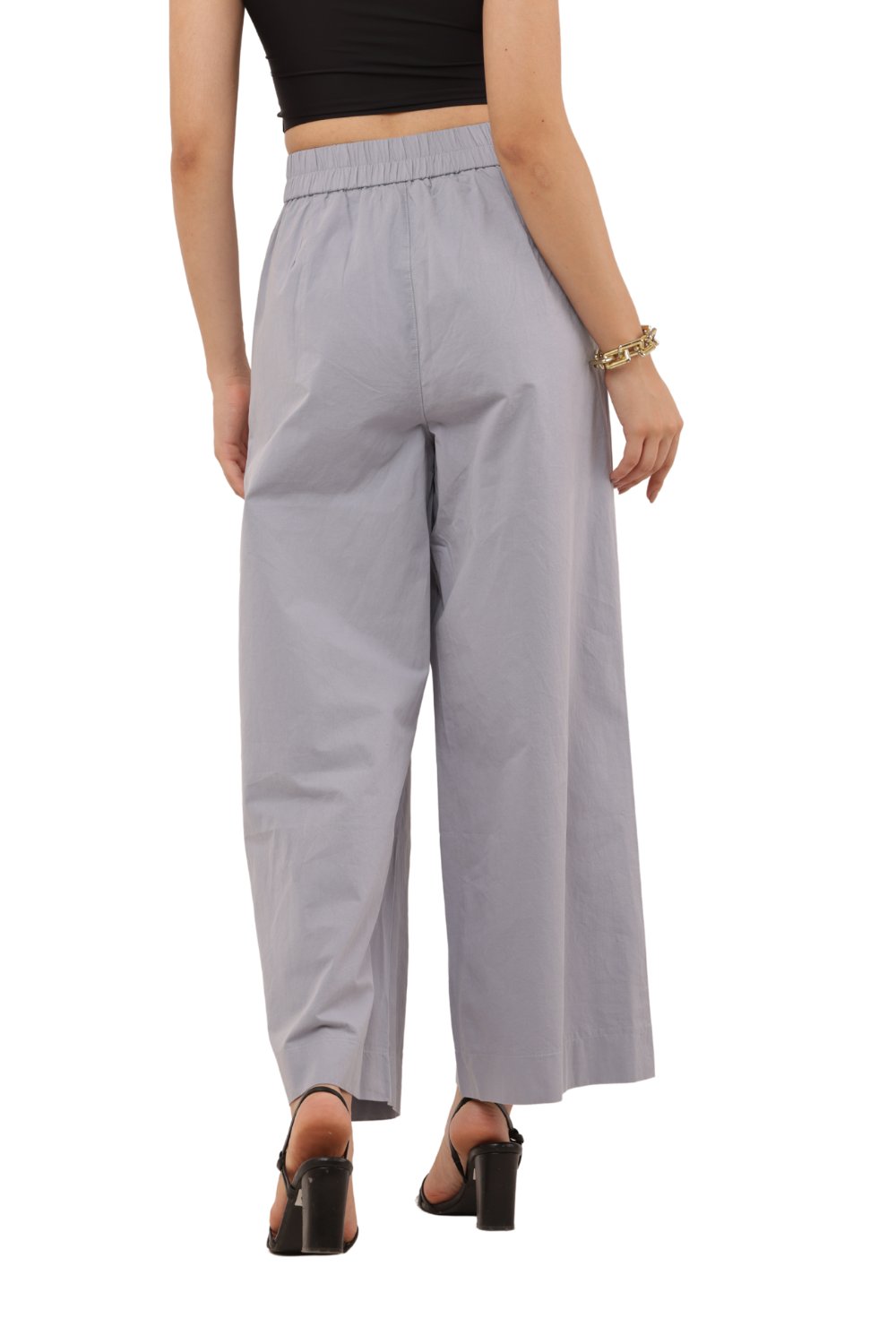 High-Waist Wide-Leg Korean Cotton Pants – Light Grey
