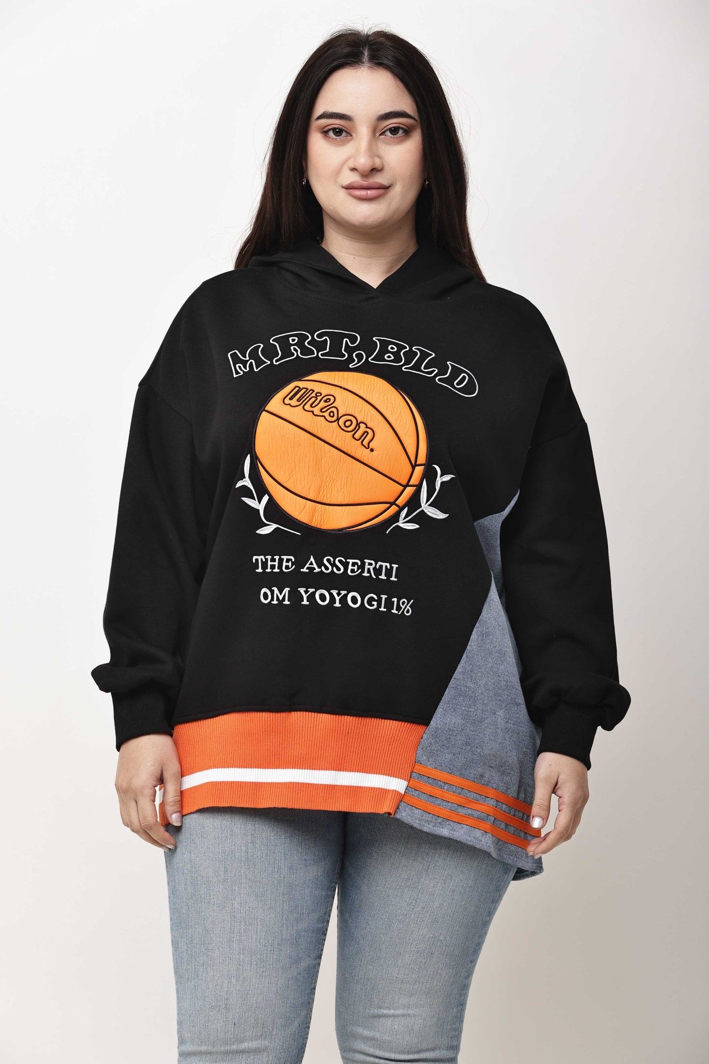 Korean Streetwear Graphic Hoodie for Women | Oversized Sports Print Sweatshirt