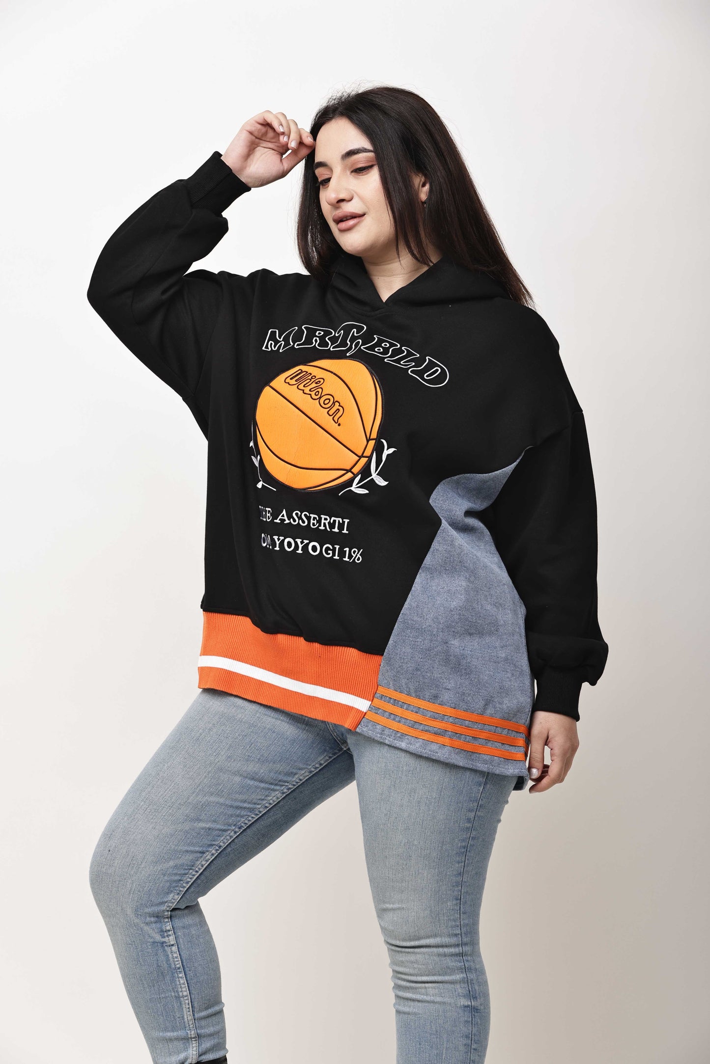 Korean Streetwear Graphic Hoodie for Women | Oversized Sports Print Sweatshirt