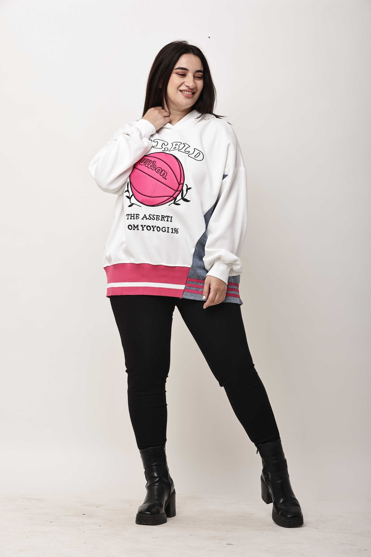 Korean Streetwear Graphic Hoodie for Women | Oversized Sports Print Sweatshirt