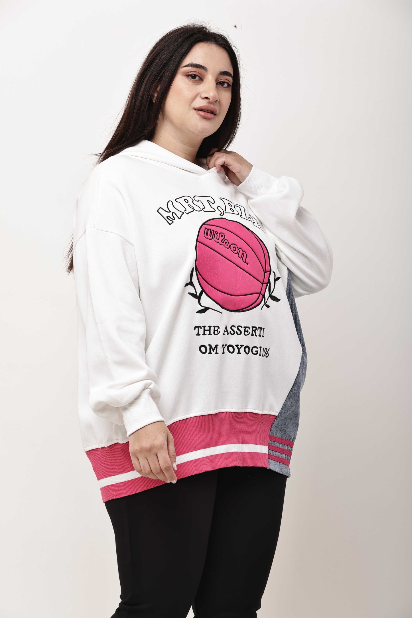 Korean Streetwear Graphic Hoodie for Women | Oversized Sports Print Sweatshirt