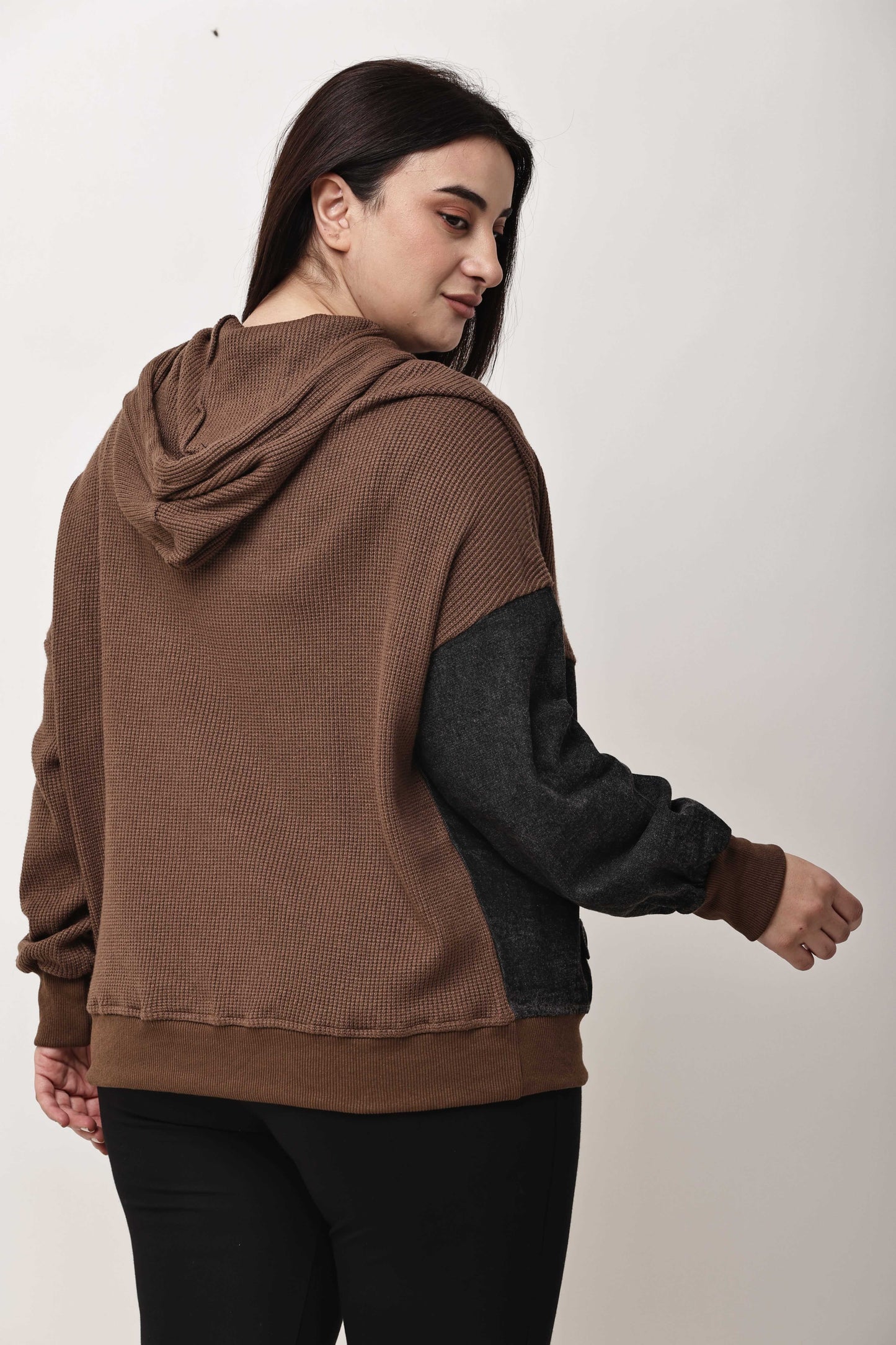 Korean Streetwear Hooded Sweatshirt for Women | Graphic Text Knit Hoodie Top