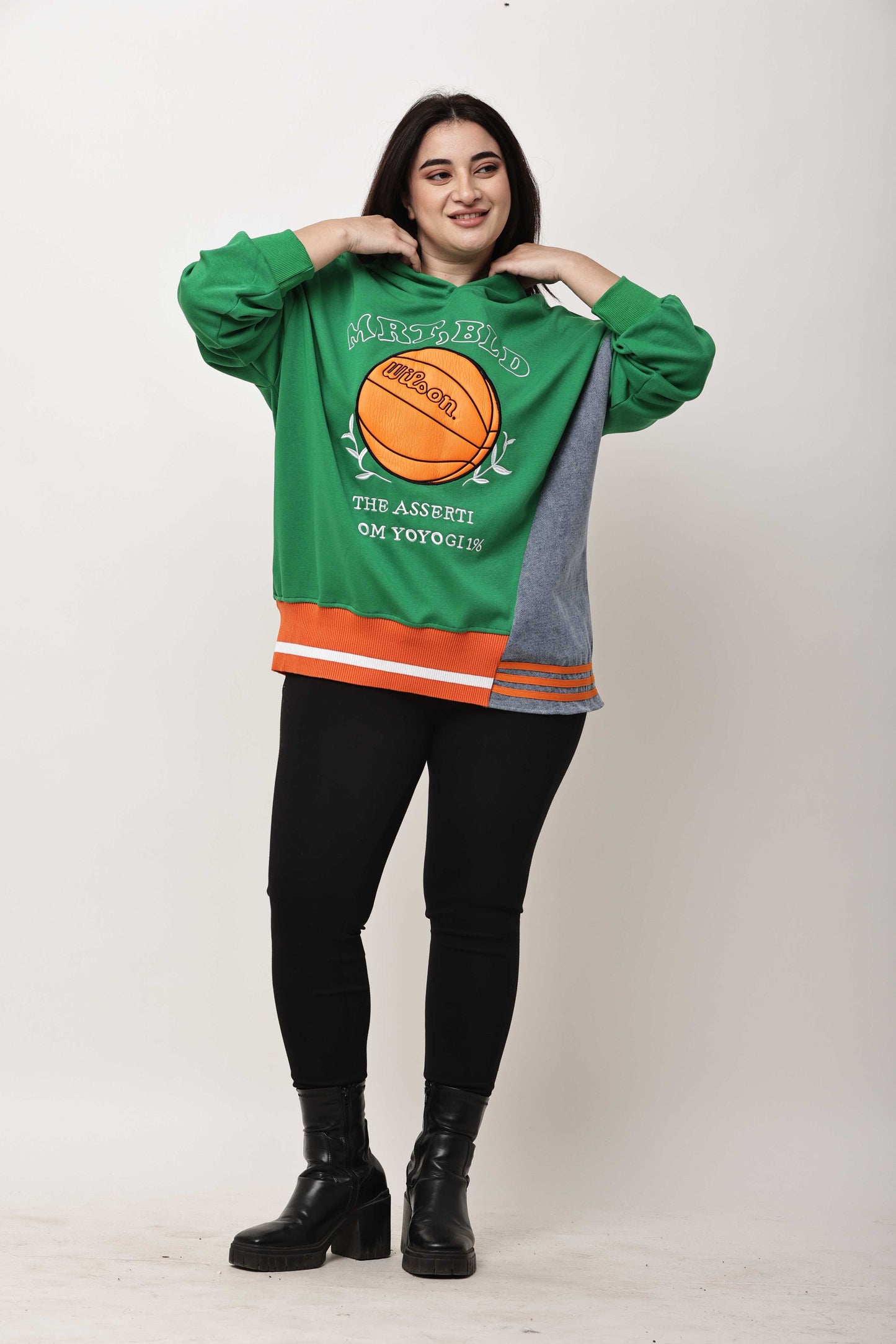Korean Streetwear Graphic Hoodie for Women | Oversized Sports Print Sweatshirt