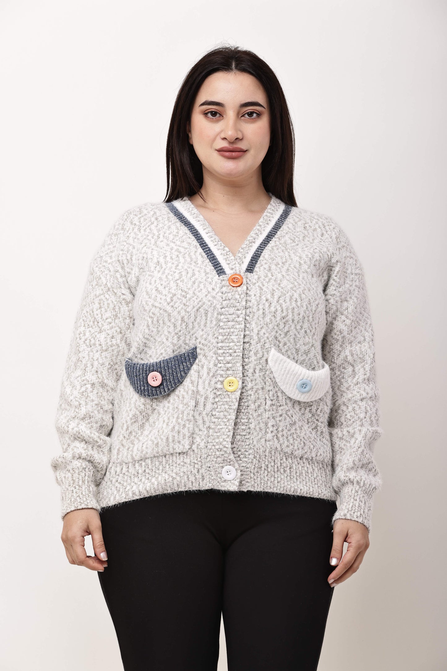 Women Textured Knit Button-Down Cardigan