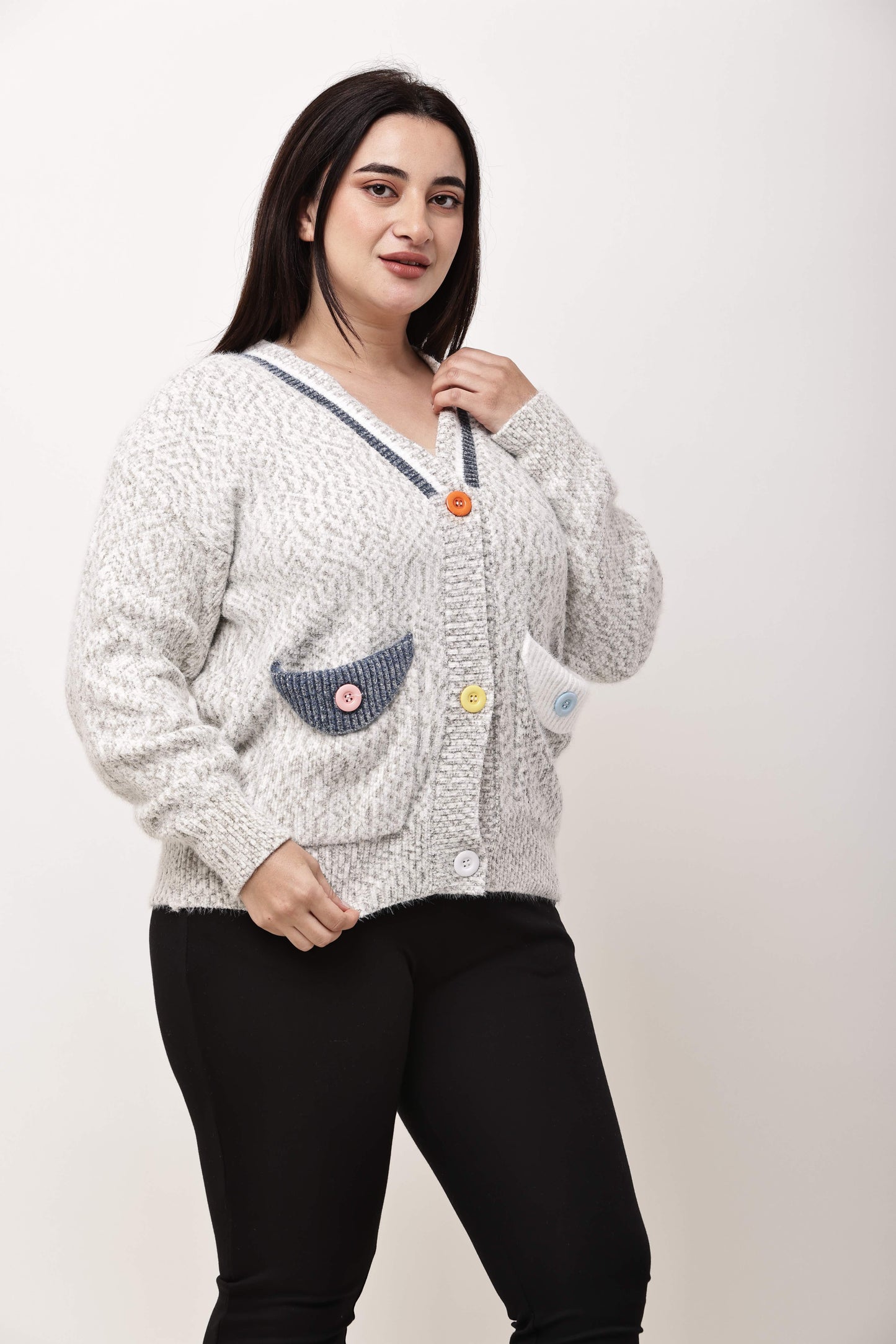 Women Textured Knit Button-Down Cardigan