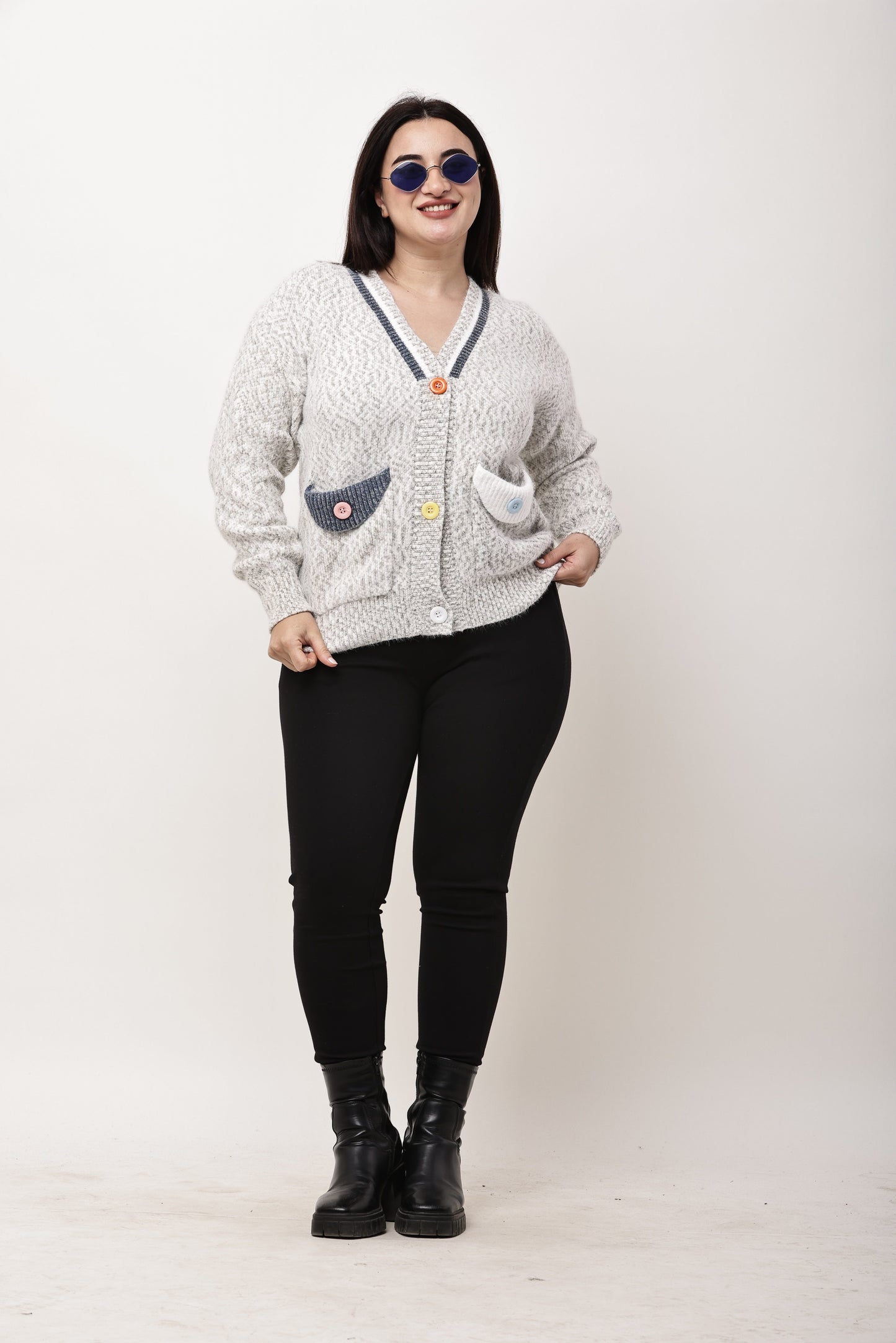 Women Textured Knit Button-Down Cardigan
