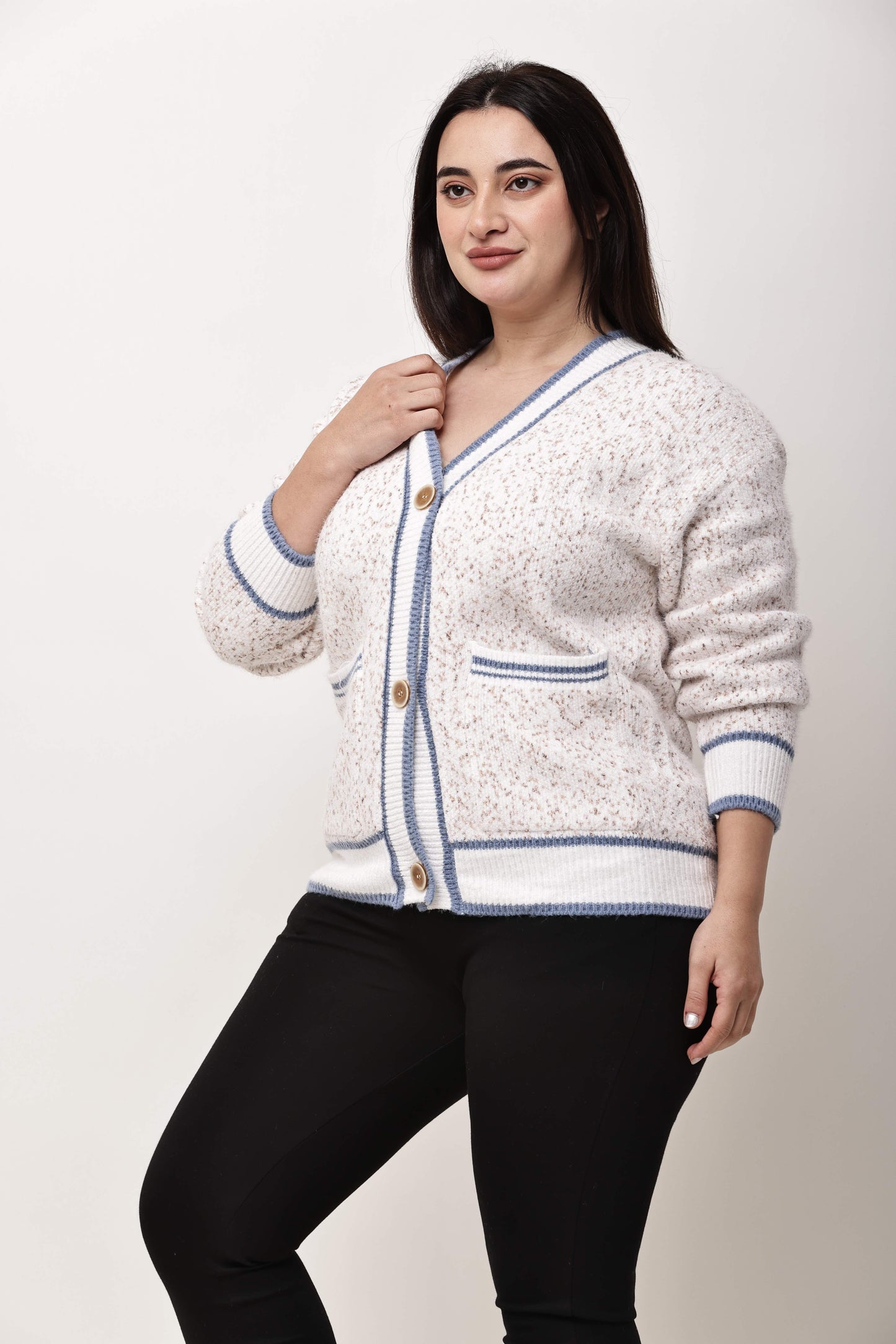 Women Textured Knit Button-Down Cardigan