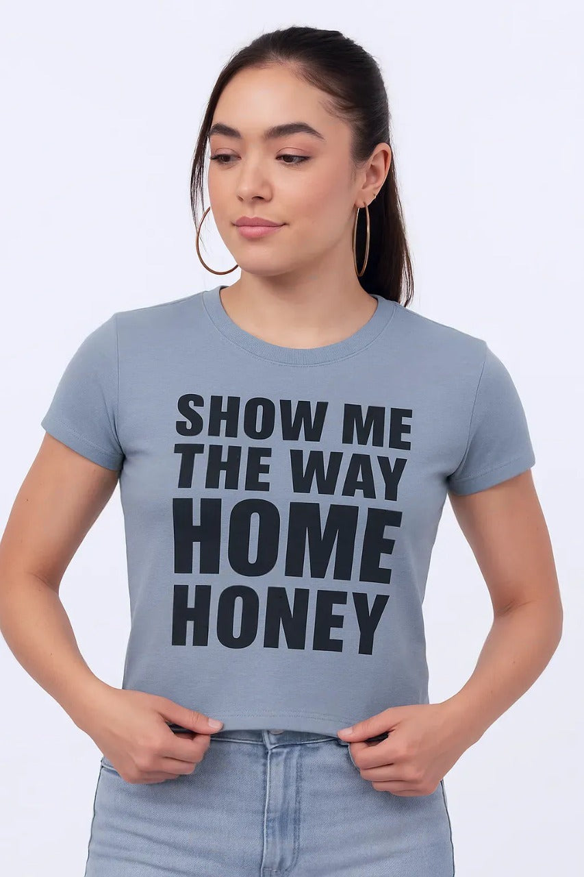 "Show Me The Way" Graphic Fitted Free Size Korean T-Shirt for Women
